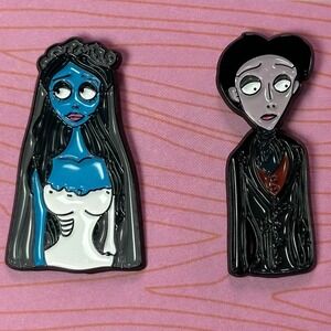 Corpse Bride Enamel Pins Set‎ Emily Victor Halloween Goth Lapel Brooch Pins
